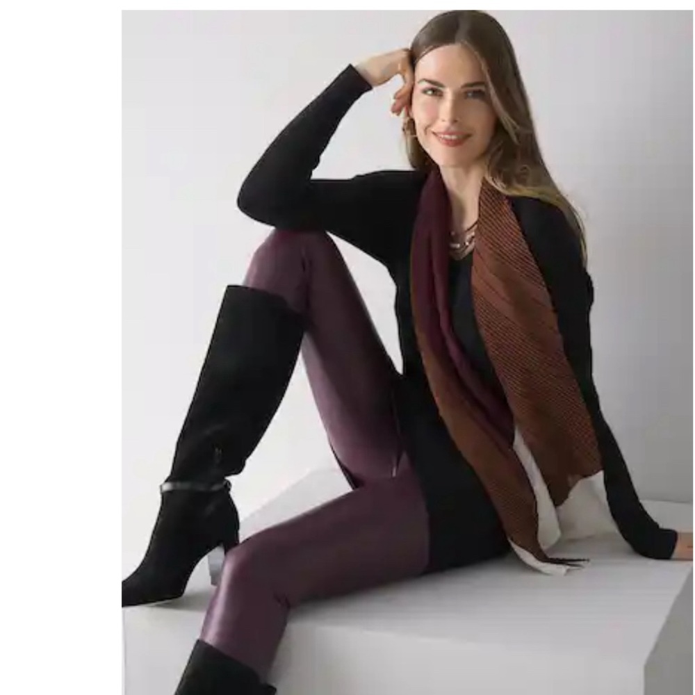 NWOT WHBM Vegan Leather Runway legging port wine color 00